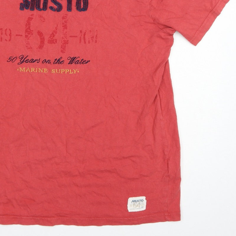 Musto Men’s Red L Nautical Marine Graphic Print Crew Neck T-Shirt