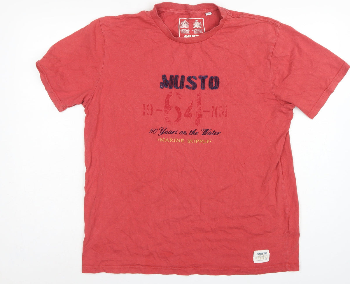 Musto Men’s Red L Nautical Marine Graphic Print Crew Neck T-Shirt