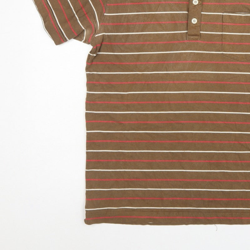 Additional view of Boden men’s brown striped cotton short sleeve polo shirt, size L