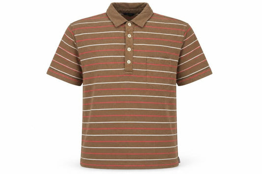 Boden Mens Brown Striped Cotton Short Sleeve Polo Shirt Size L