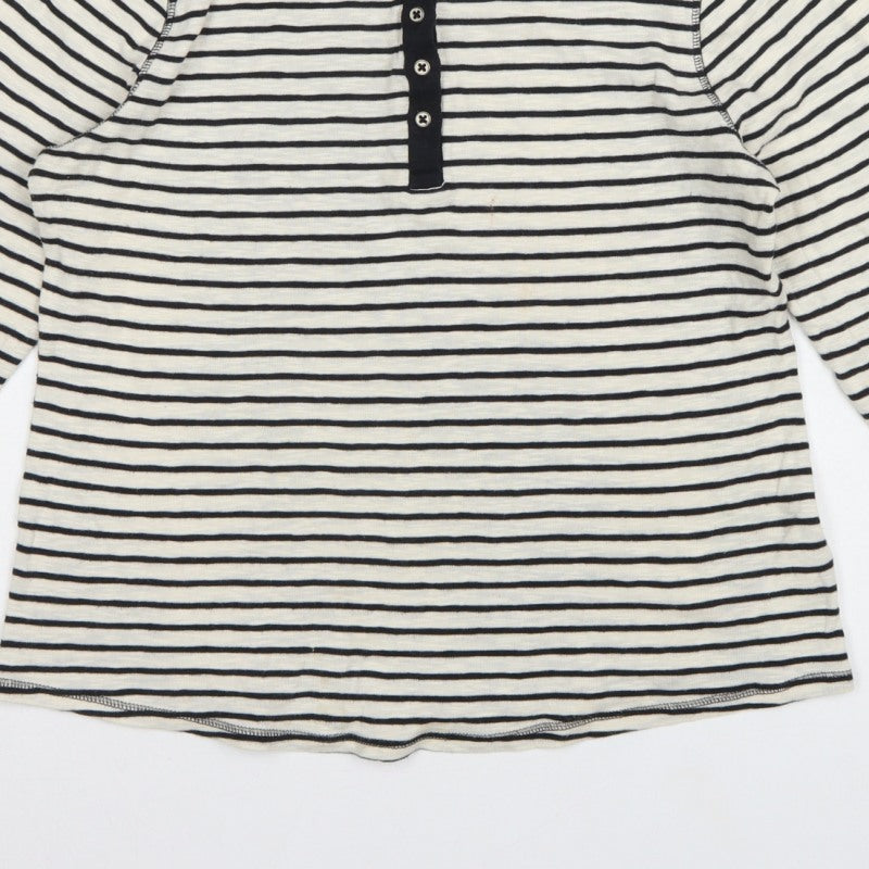 Marks and Spencer Women Multicoloured UK 14 Striped Henley Ringer Top