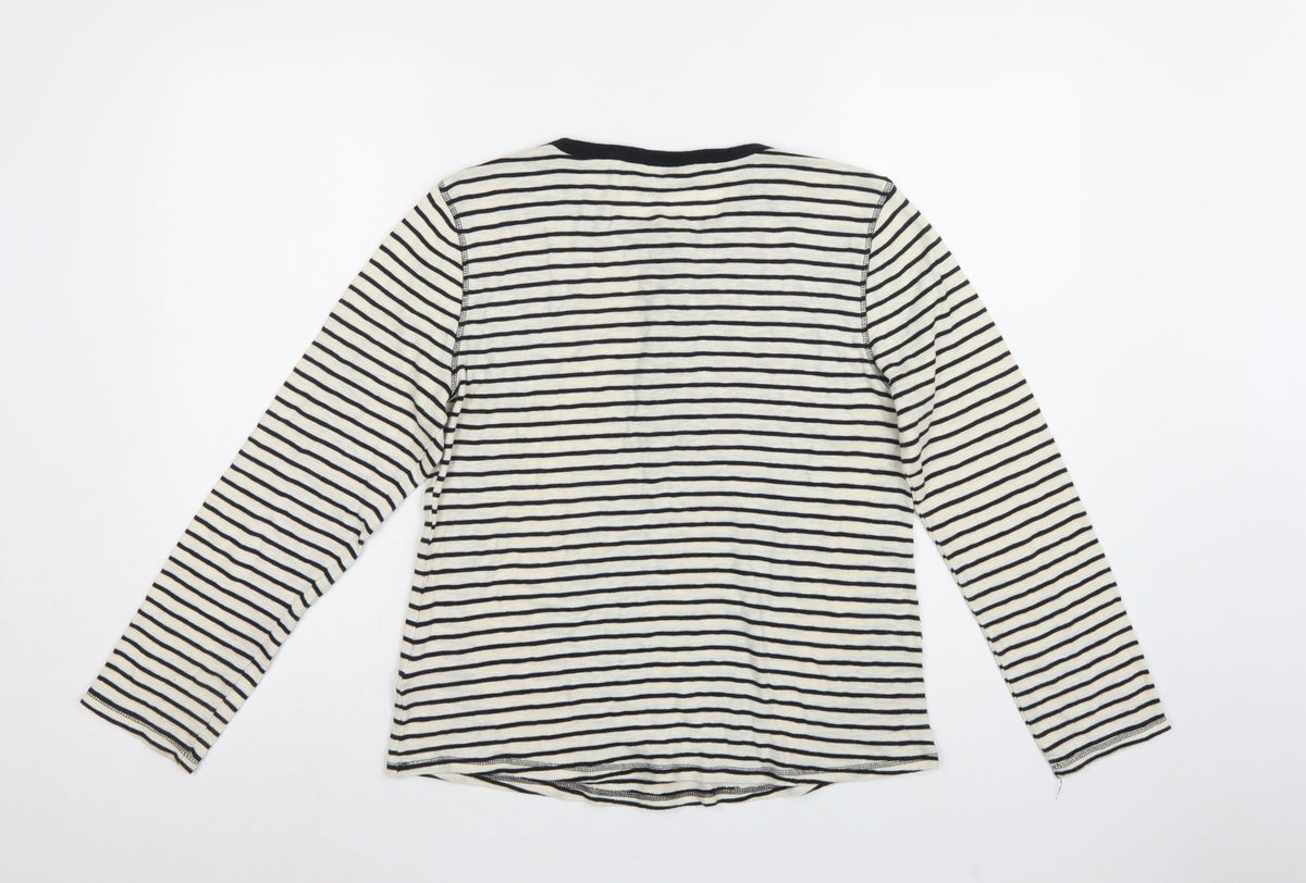 Marks and Spencer Women Multicoloured UK 14 Striped Henley Ringer Top
