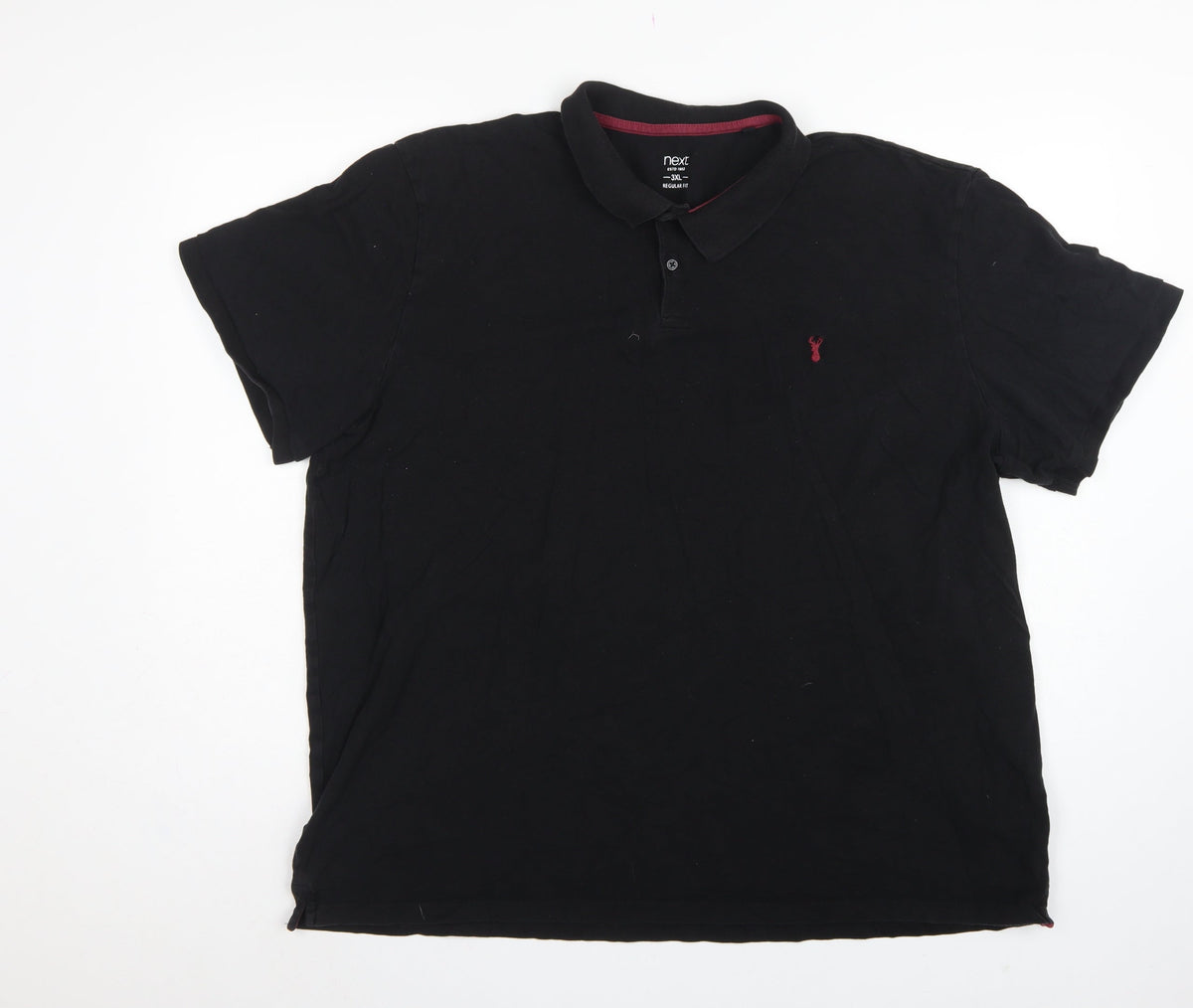 Next Men's Black 3XL Regular Fit Stag Logo Short Sleeve Polo Shirt