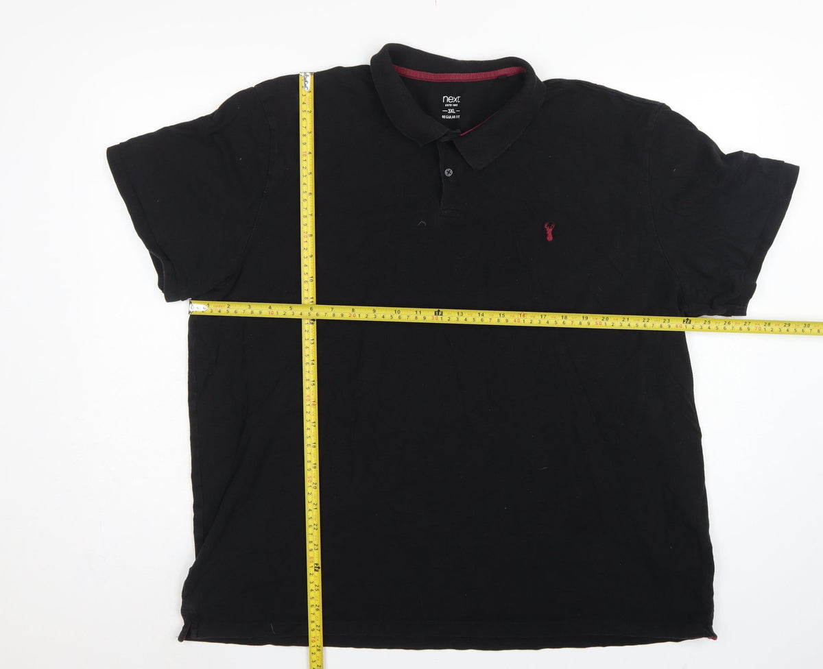Next Men's Black 3XL Regular Fit Stag Logo Short Sleeve Polo Shirt