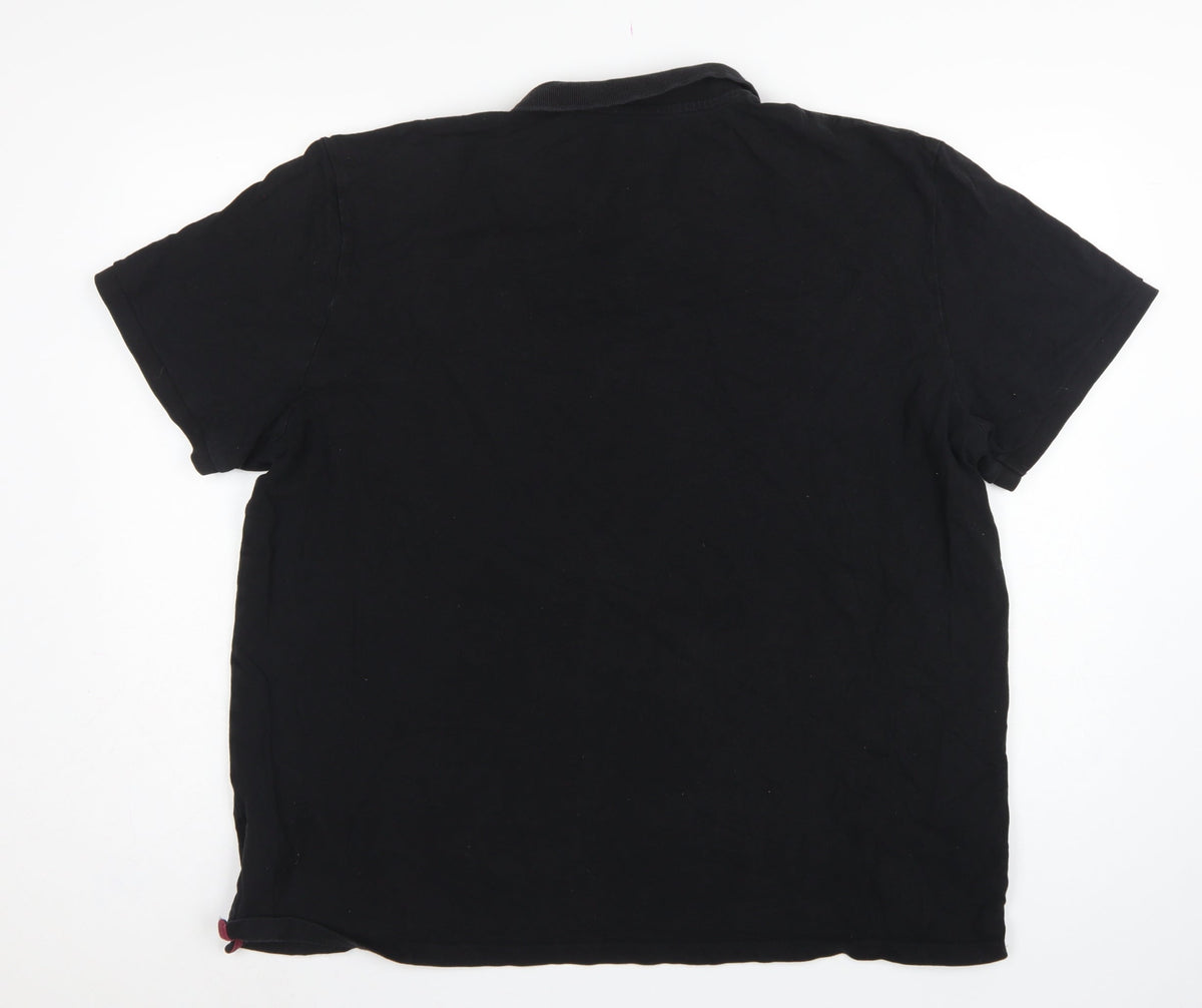 Next Men's Black 3XL Regular Fit Stag Logo Short Sleeve Polo Shirt