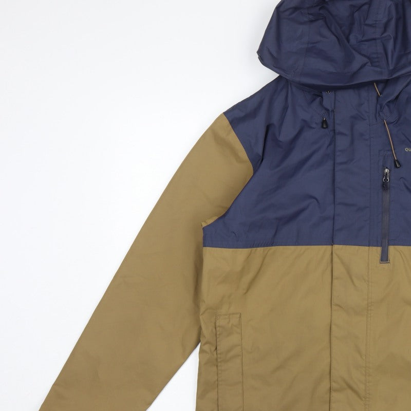 Quechua Men’s Navy Khaki S Hooded Waterproof Hiking Anorak Jacket