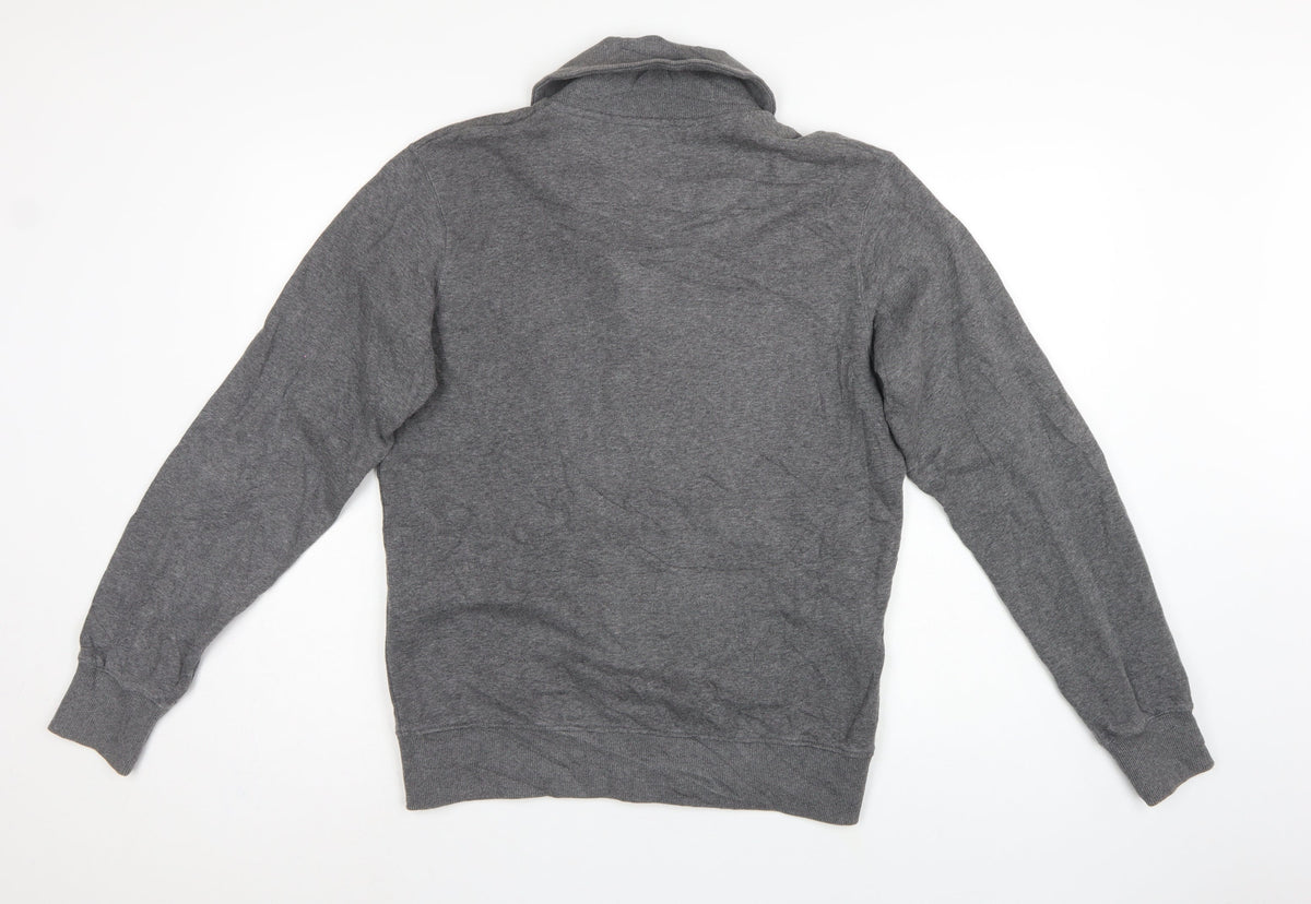 Fred Perry Men’s Grey M Hooded Button Cardigan Sweatshirt Logo