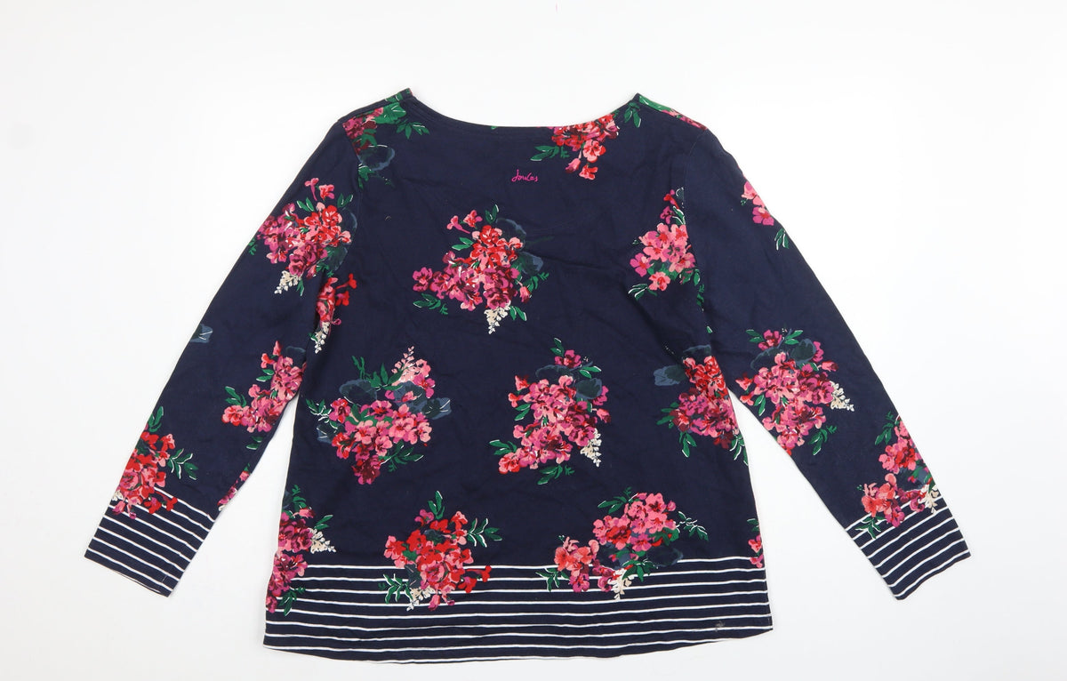Joules Women’s Blue UK 18 Basic Floral Stripe Long Sleeve T-Shirt