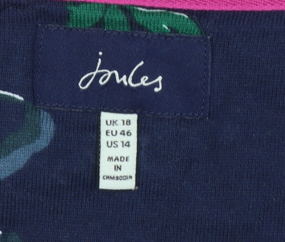 Joules Women’s Blue UK 18 Basic Floral Stripe Long Sleeve T-Shirt