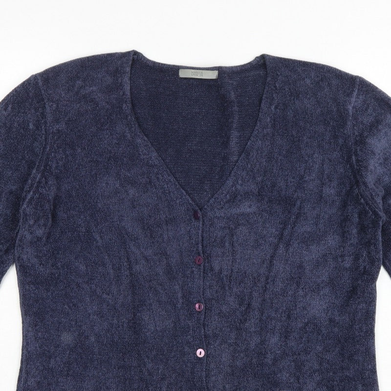 Marks and Spencer Women’s Blue V-Neck Button Cardigan UK 16