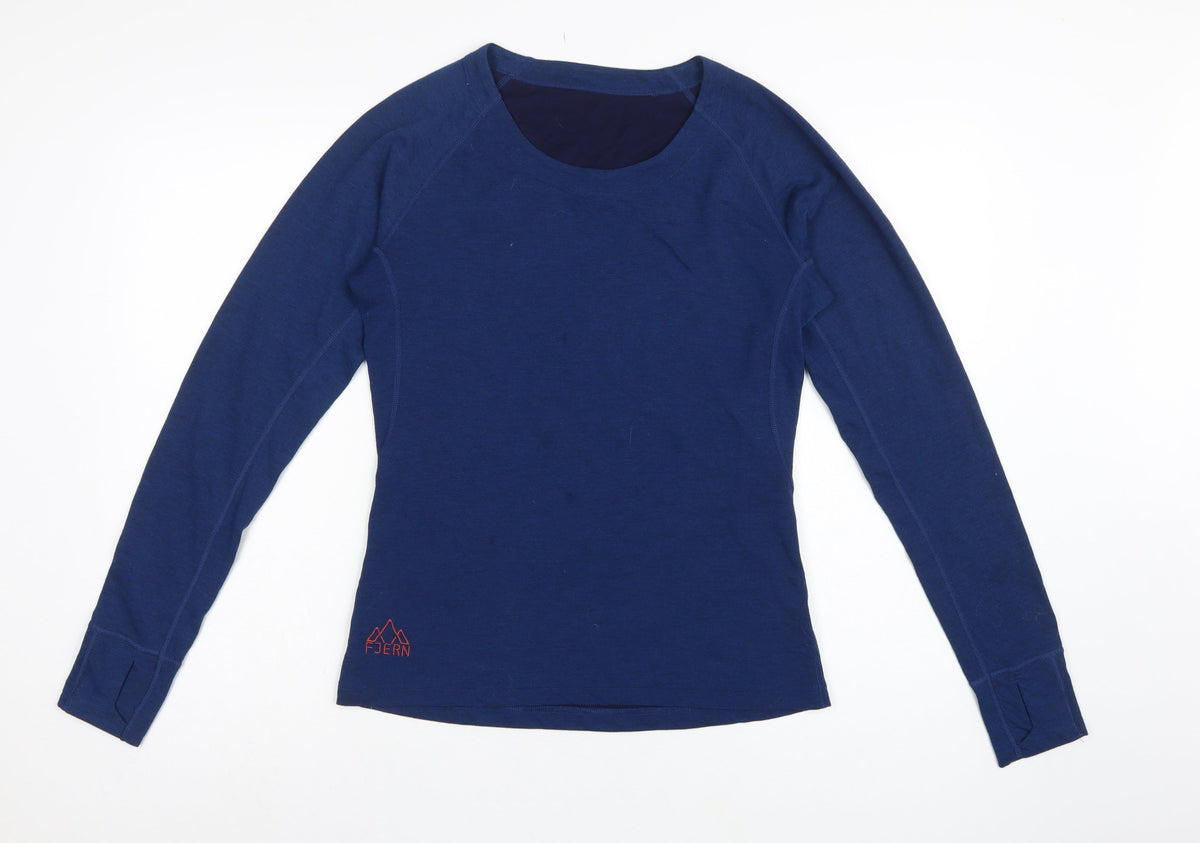 Fjern Women Blue M Merino Blend Raglan Long Sleeve Activewear Top