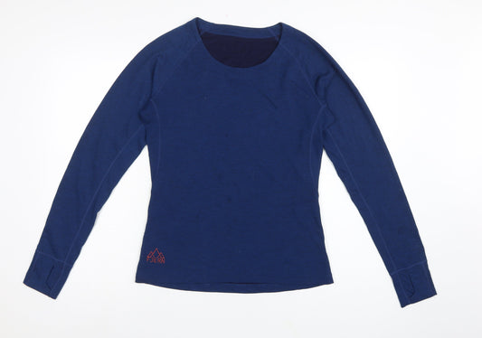 Fjern Women Blue M Merino Blend Raglan Long Sleeve Activewear Top