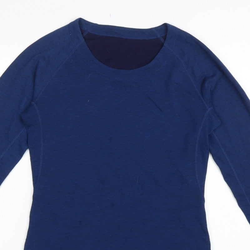 Fjern Women Blue M Merino Blend Raglan Long Sleeve Activewear Top