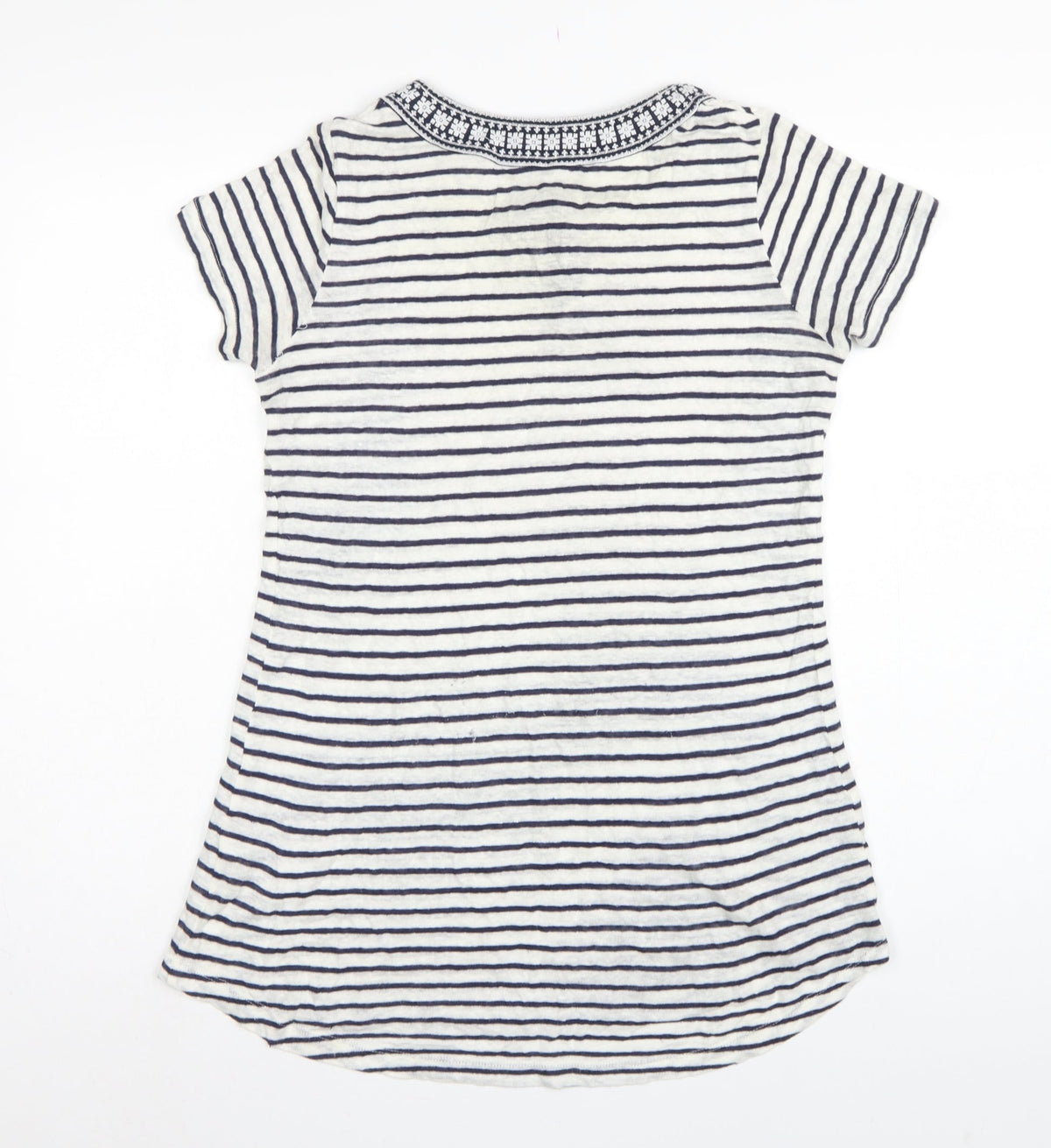 FatFace Women’s Blue White Stripe Linen Tassel Tunic T-Shirt UK 6