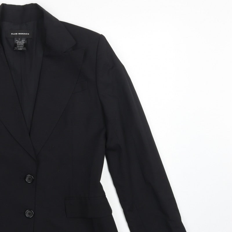 Club Monaco Women’s Black Size 8 Wool Blend Tailored Blazer Jacket