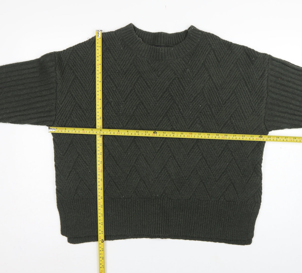 Marks and Spencer Women Green L Chunky Knit Crew Neck Jumper