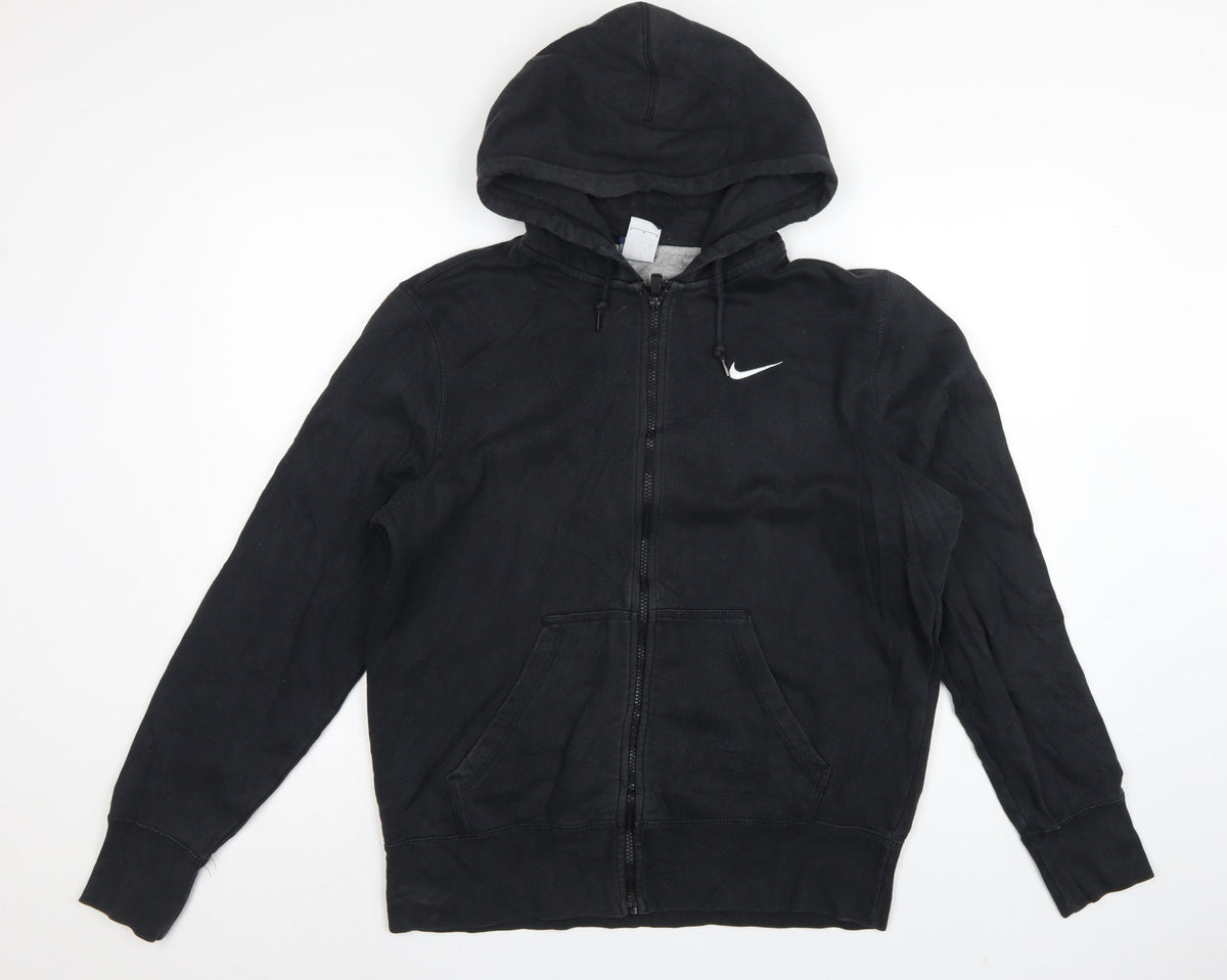 Nike Men Black L Full Zip Hooded Logo Hoodie