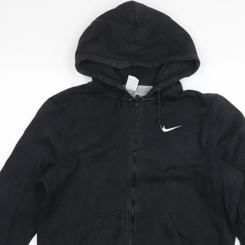 Nike Men Black L Full Zip Hooded Logo Hoodie