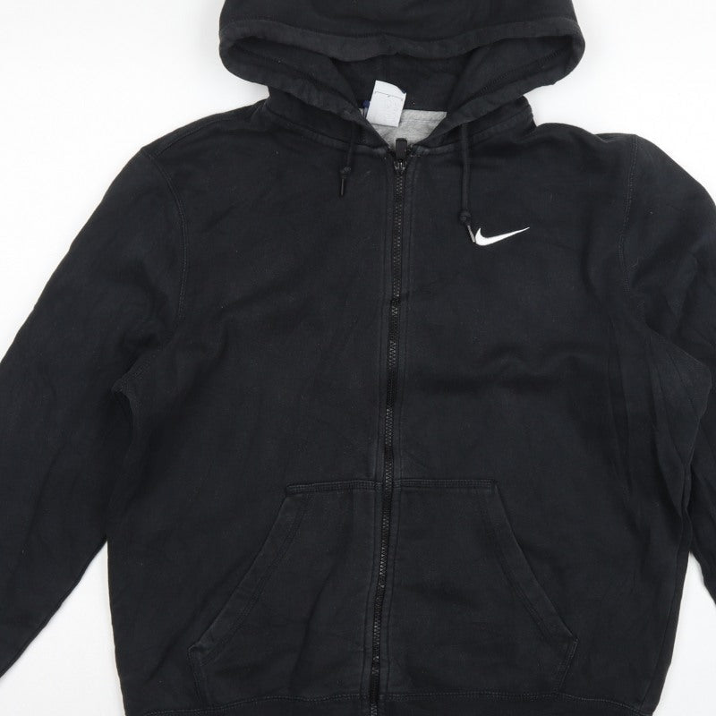 Nike Men Black L Full Zip Hooded Logo Hoodie