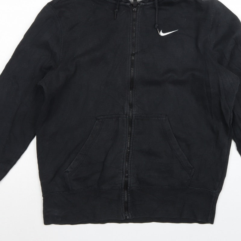 Nike Men Black L Full Zip Hooded Logo Hoodie