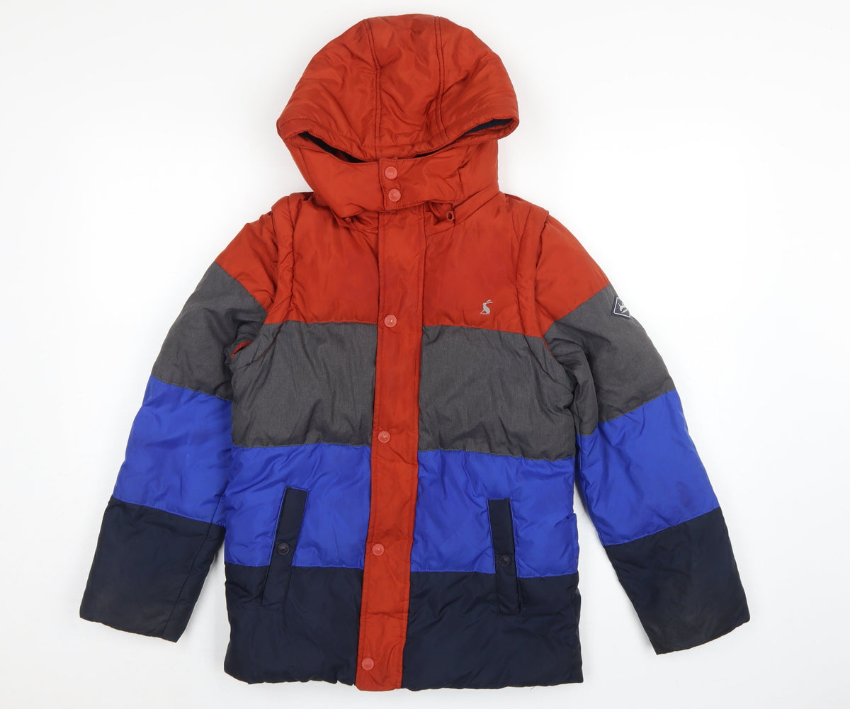 Joules Boys Multicoloured 11 Years Colourblock Hooded Puffer Jacket
