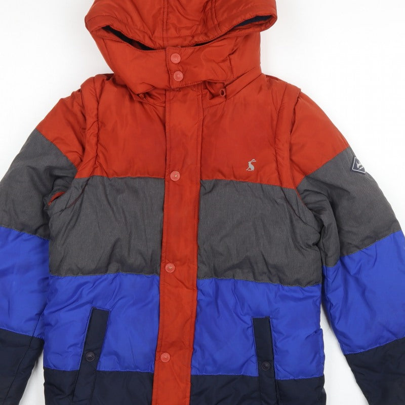 Joules Boys Multicoloured 11 Years Colourblock Hooded Puffer Jacket