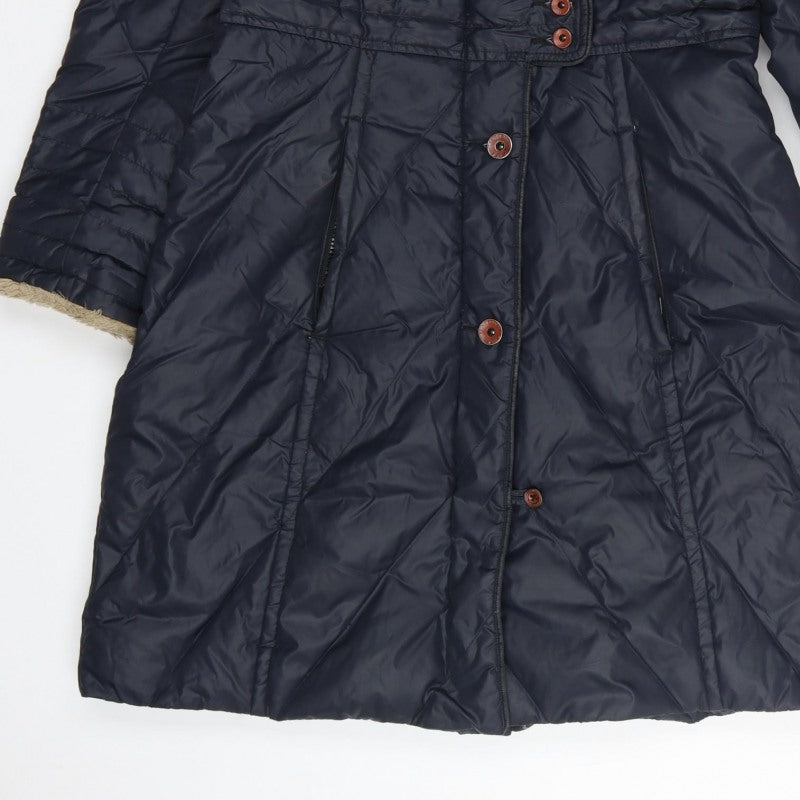 Tommy Hilfiger Denim Women Blue M Long Quilted Belted Padded Coat