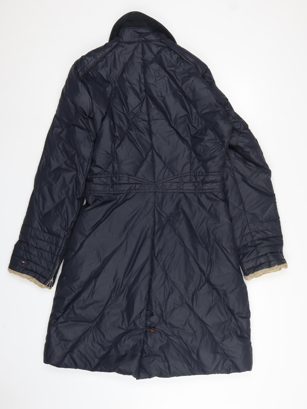 Tommy Hilfiger Denim Women Blue M Long Quilted Belted Padded Coat