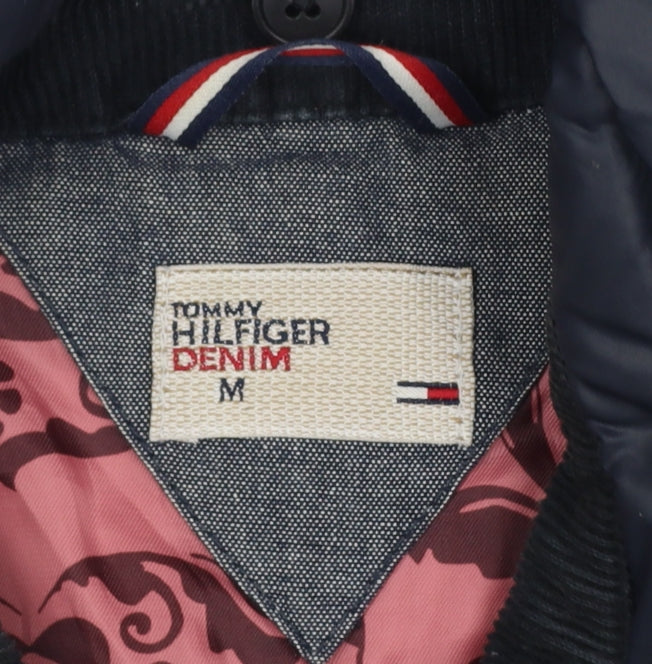 Tommy Hilfiger Denim Women Blue M Long Quilted Belted Padded Coat