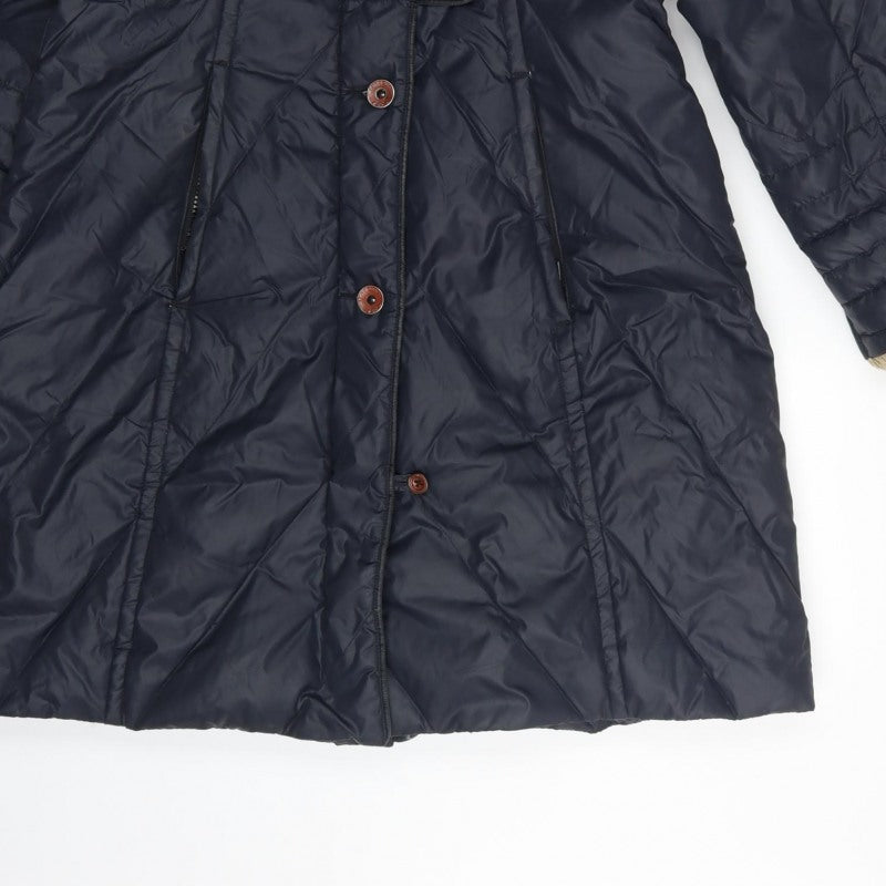 Tommy Hilfiger Denim Women Blue M Long Quilted Belted Padded Coat