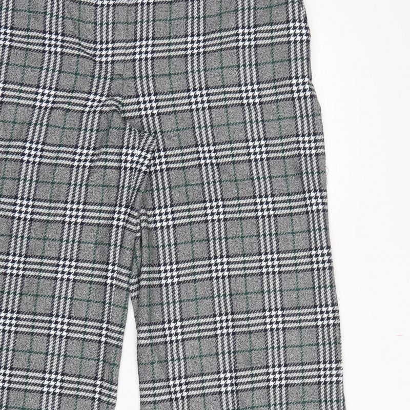 Marks and Spencer Women Grey Check UK 14 Regular Straight Trousers