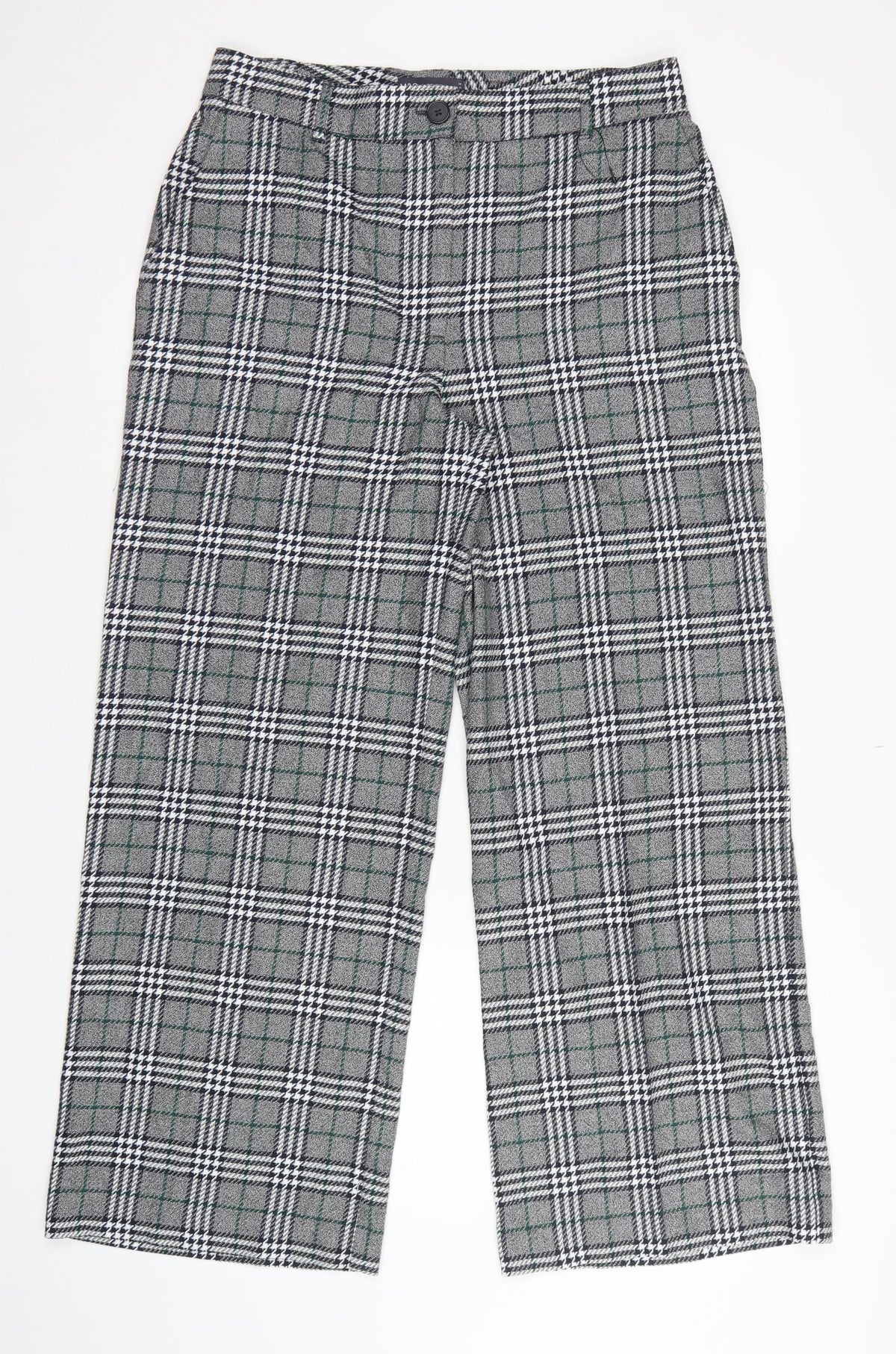 Marks and Spencer Women Grey Check UK 14 Regular Straight Trousers