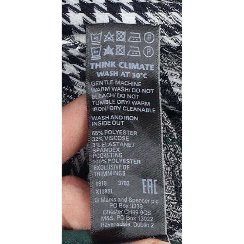 Marks and Spencer Women Grey Check UK 14 Regular Straight Trousers