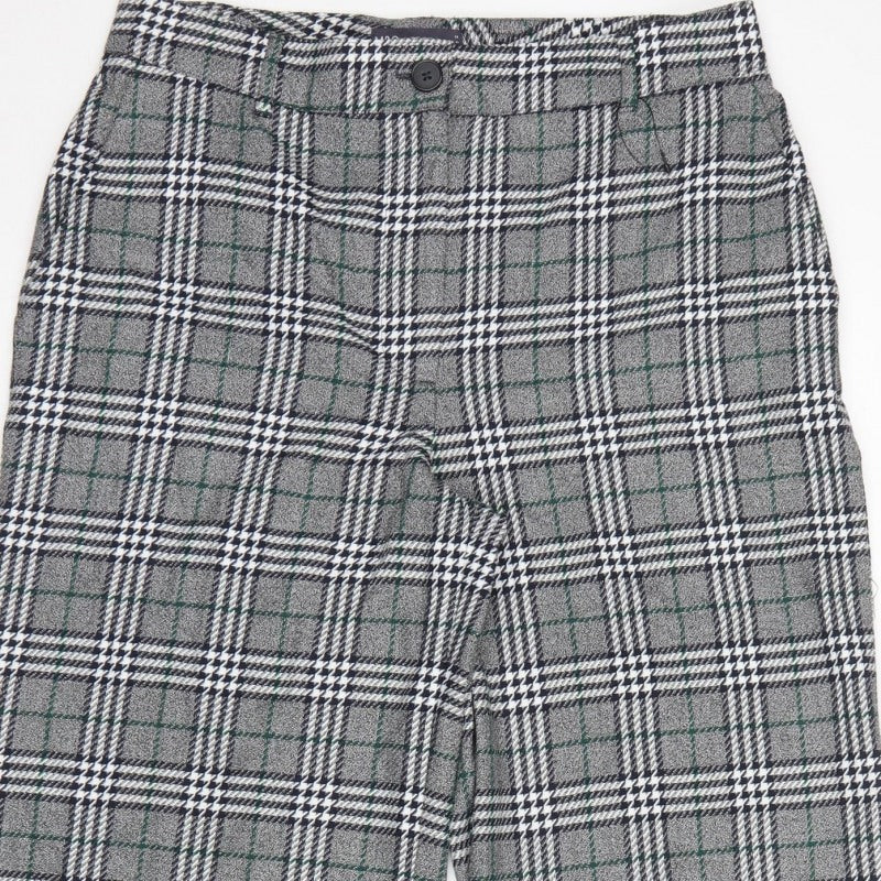 Marks and Spencer Women Grey Check UK 14 Regular Straight Trousers