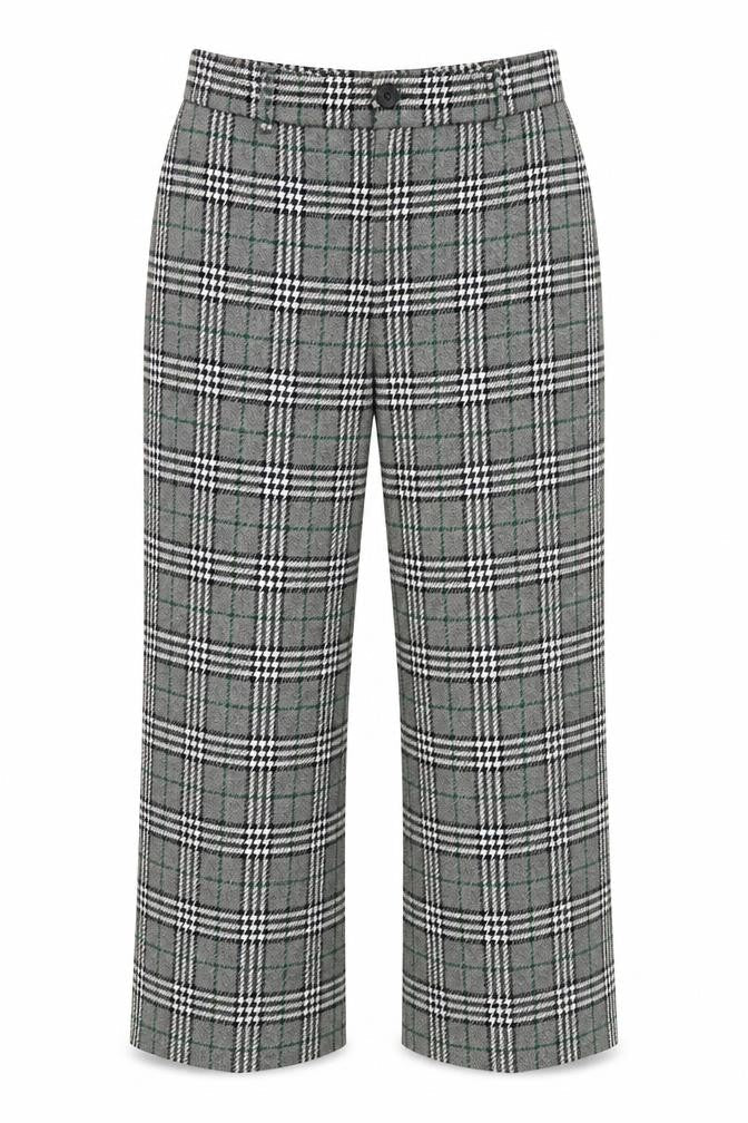 Marks and Spencer Women Grey Check UK 14 Regular Straight Trousers