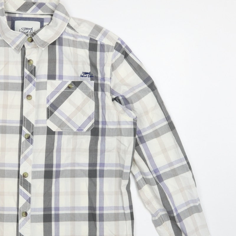 Weird Fish Men's Multicoloured Plaid Cotton Button-Up Shirt L