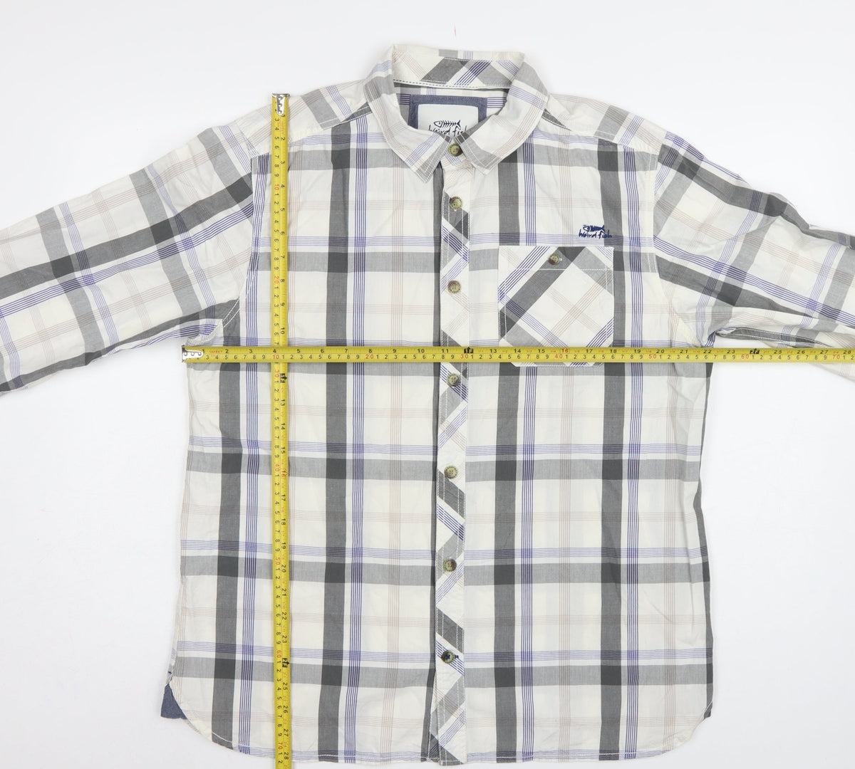 Weird Fish Men's Multicoloured Plaid Cotton Button-Up Shirt L