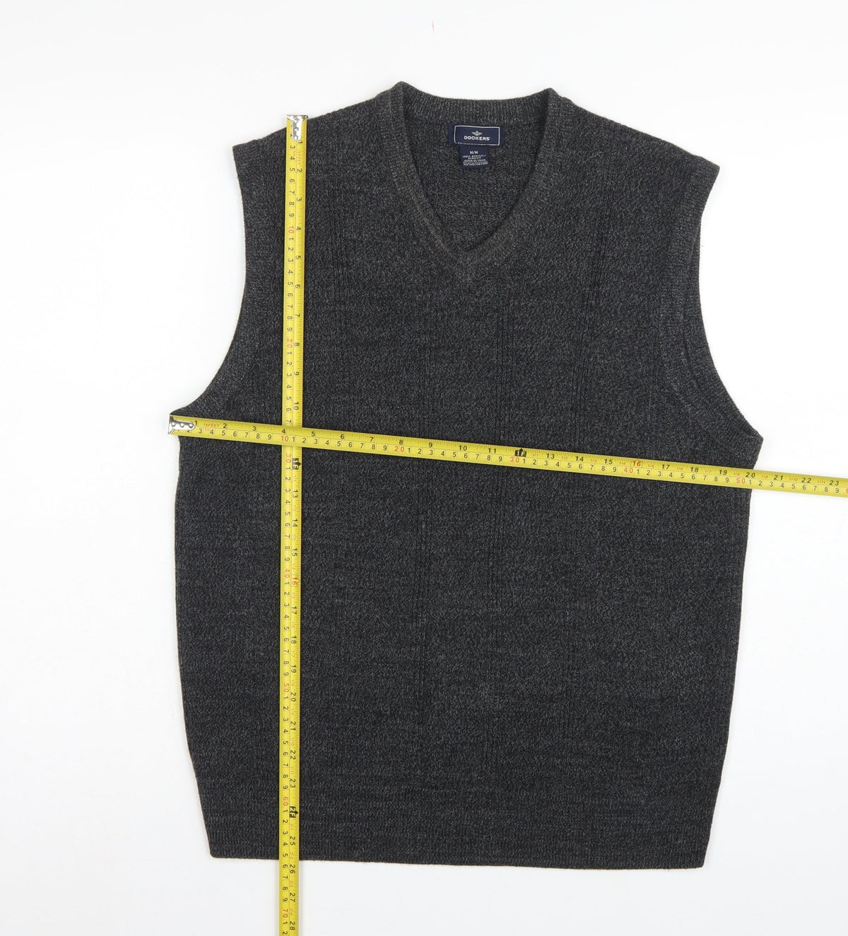 Dockers Men’s Grey M V-Neck Knit Sleeveless Pullover Sweater Vest