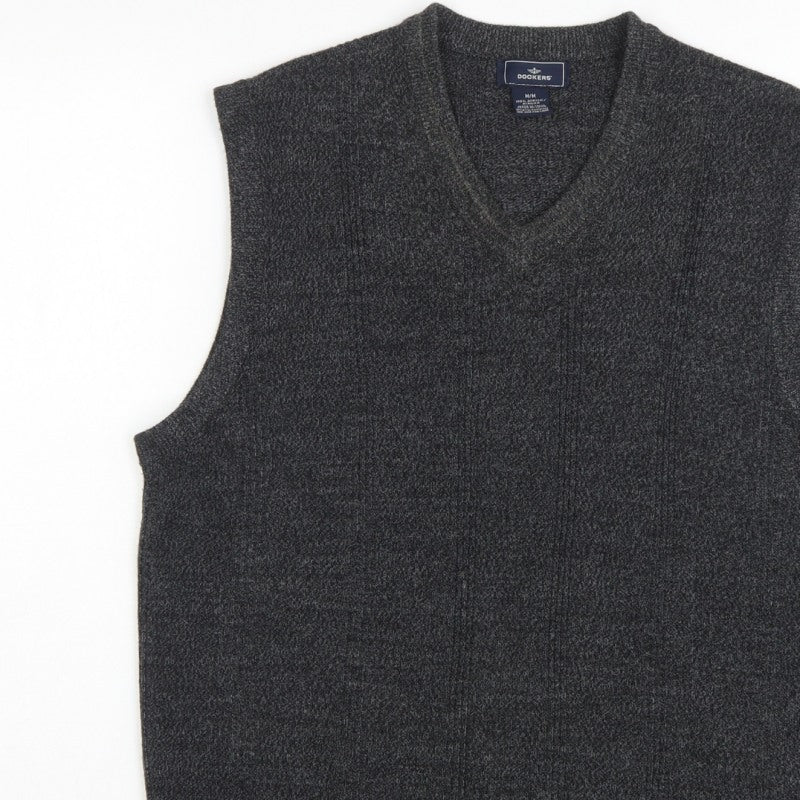 Dockers Men’s Grey M V-Neck Knit Sleeveless Pullover Sweater Vest