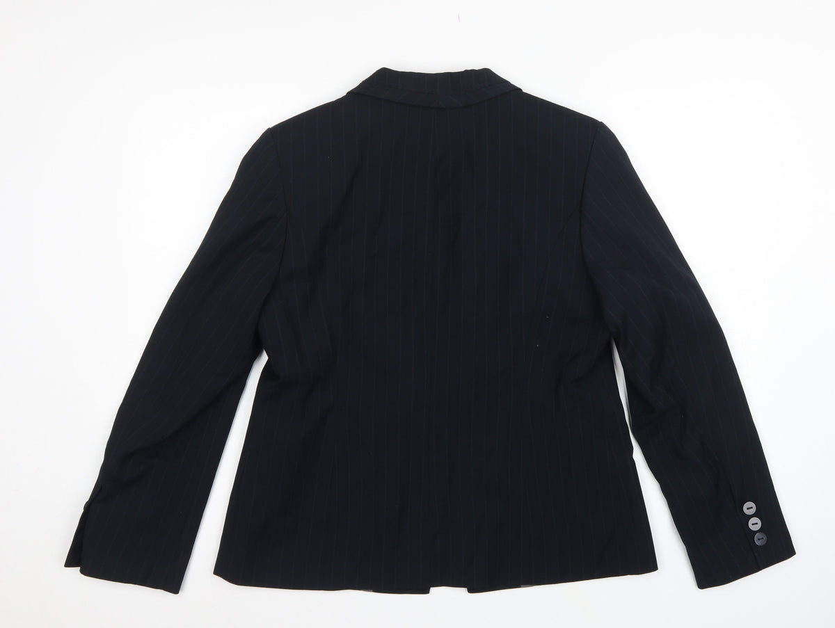 Marks & Spencer Women Blue Pinstripe Blazer UK 16 Tailored Lined