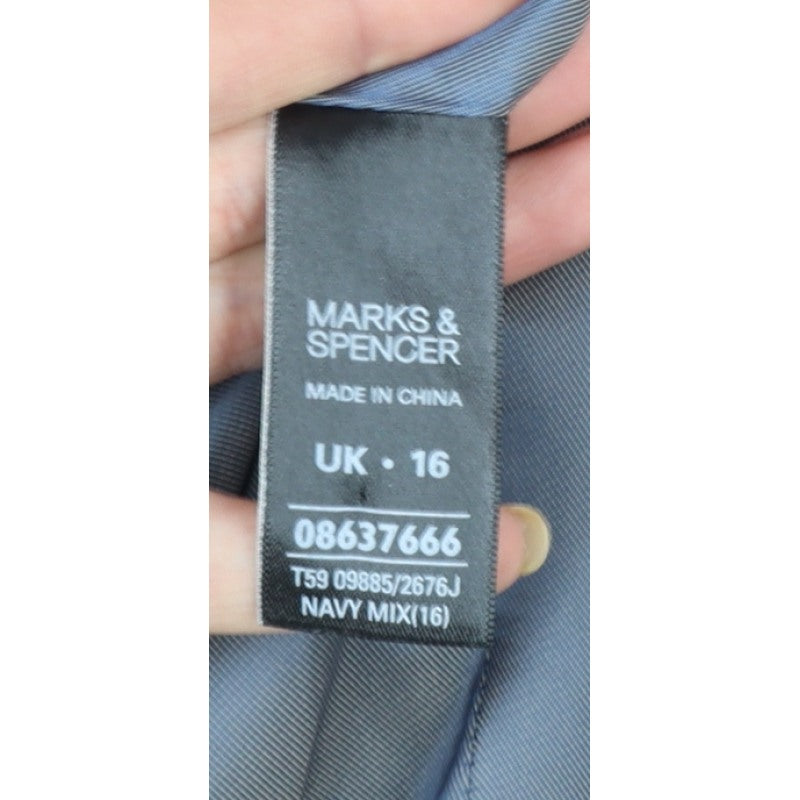 Marks & Spencer Women Blue Pinstripe Blazer UK 16 Tailored Lined