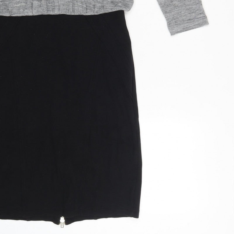 Mango Suit Women’s Grey Black M Jumper Dress Long Sleeve Zip