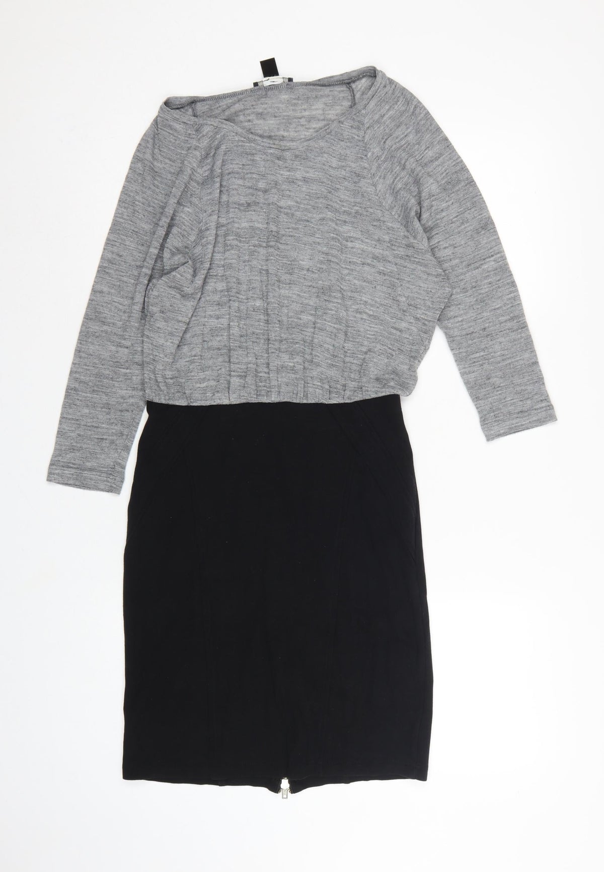Mango Suit Women’s Grey Black M Jumper Dress Long Sleeve Zip