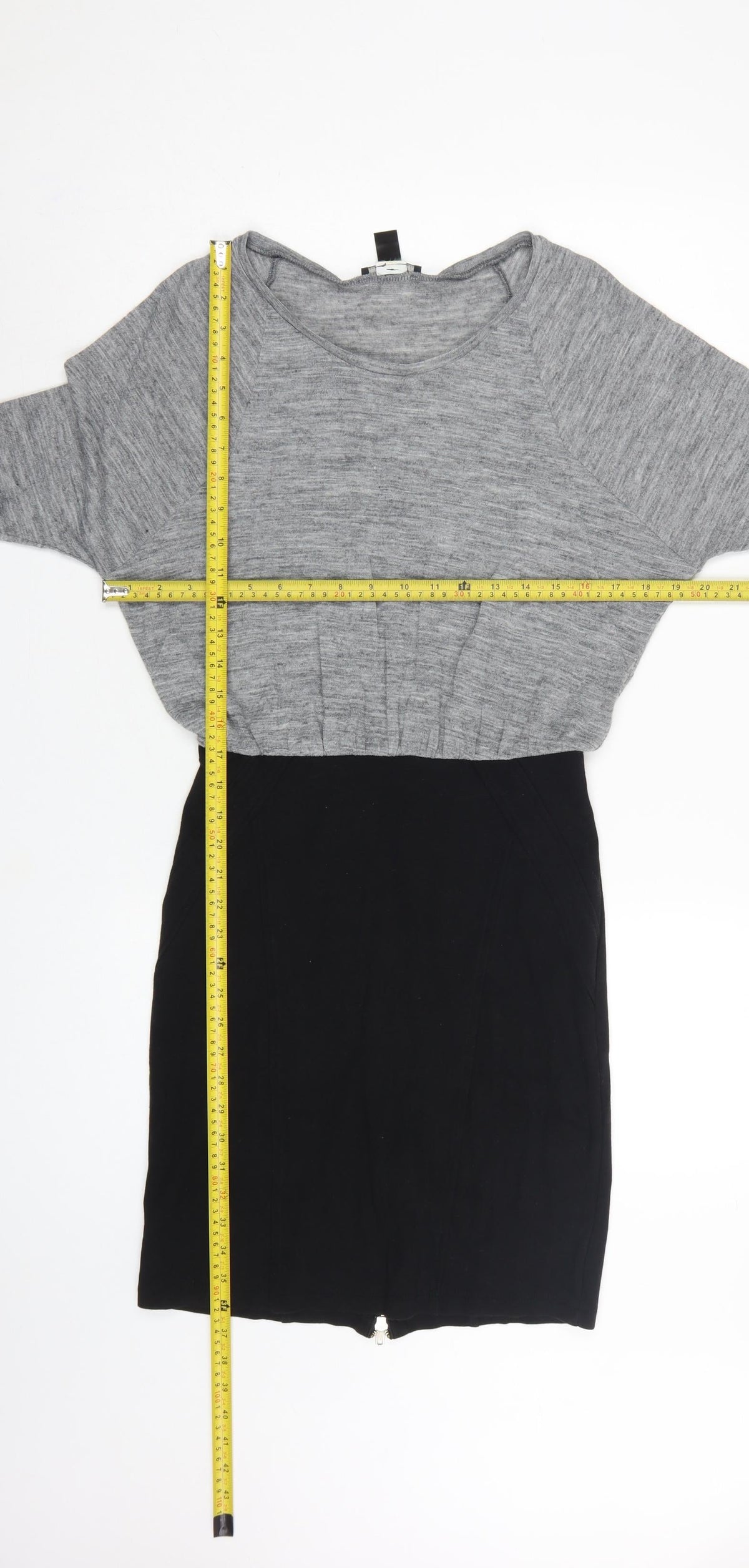 Mango Suit Women’s Grey Black M Jumper Dress Long Sleeve Zip