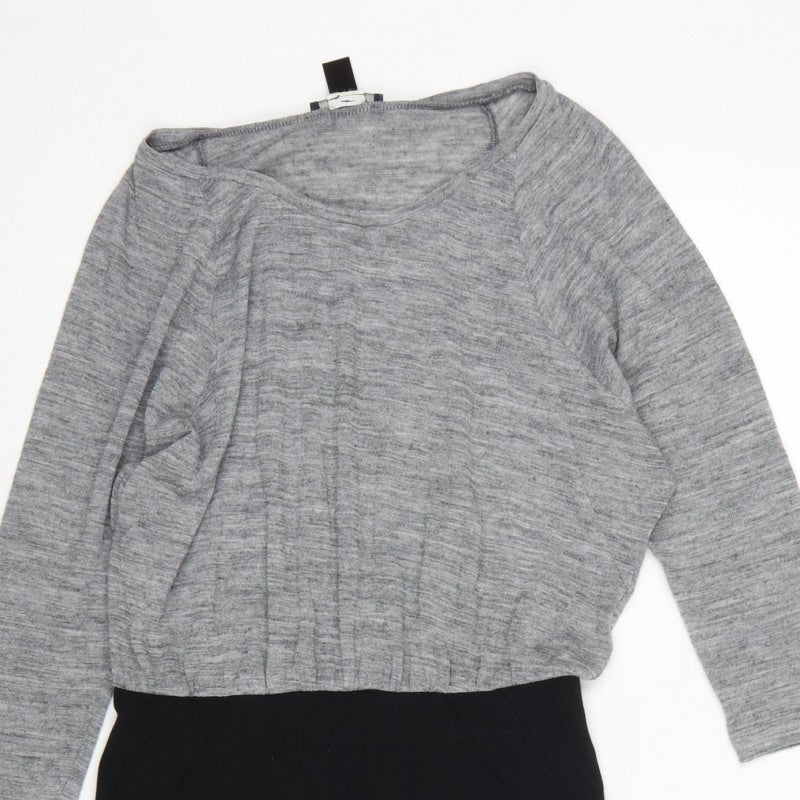 Mango Suit Women’s Grey Black M Jumper Dress Long Sleeve Zip