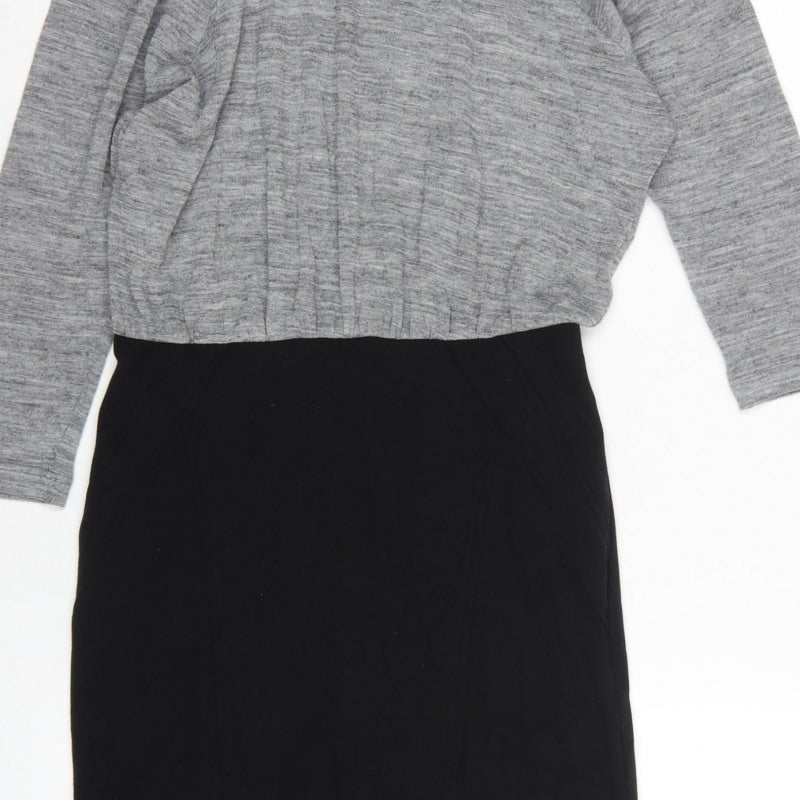 Mango Suit Women’s Grey Black M Jumper Dress Long Sleeve Zip