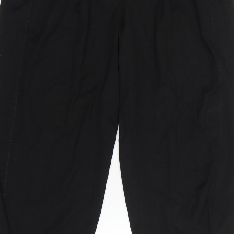 Zara Women Black XL Tapered Cropped Tailored Trousers Ankle Button Pockets
