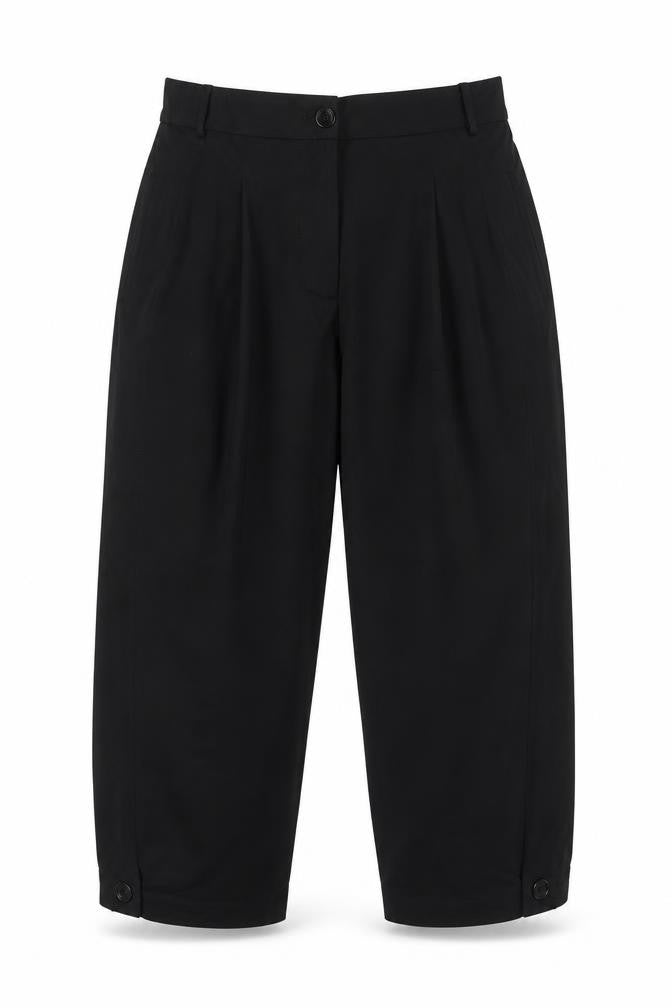 Zara Women Black XL Tapered Cropped Tailored Trousers Ankle Button Pockets