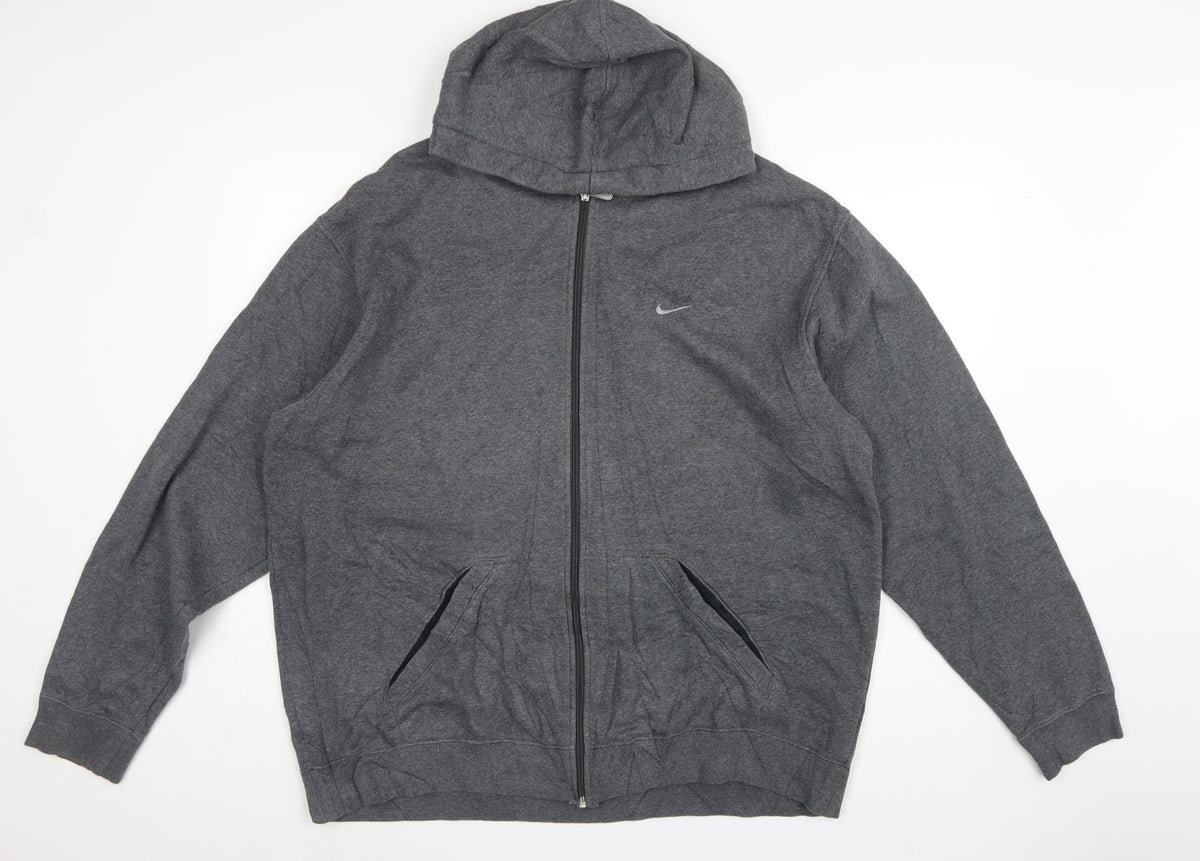 Nike Men’s Grey XL Full Zip Hooded Logo Fleece Hoodie