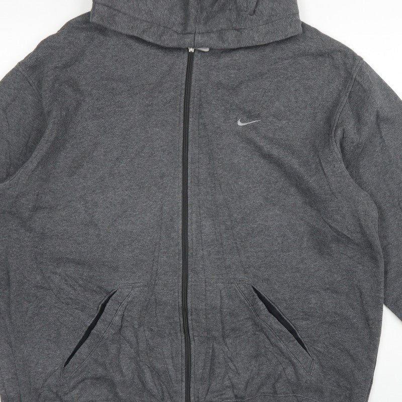 Nike Men’s Grey XL Full Zip Hooded Logo Fleece Hoodie